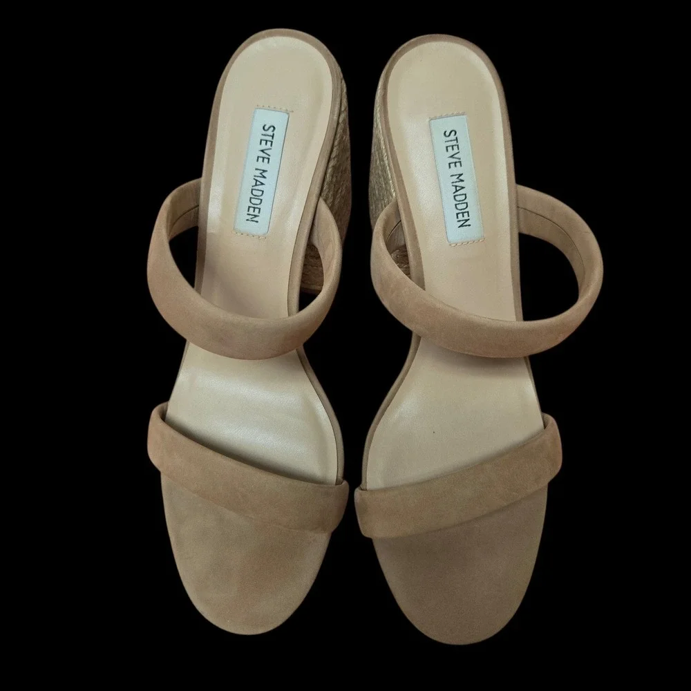 Steve Madden Marcella Tan Suede Espadrille Block Heel Sandals MARC10S1 Size 10M - Picture 11 of 11